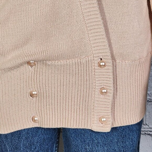 Dino Valiano Balloon Sleeve Cardigan with Pearl Accents, Women's Medium - Picture 4 of 12